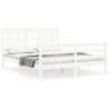 Cadre de lit sans matelas blanc bois de pin massif 