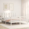 Cadre de lit sans matelas blanc bois de pin massif 