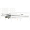 Cadre de lit sans matelas blanc bois de pin massif 