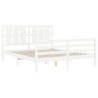 Cadre de lit sans matelas blanc bois de pin massif 