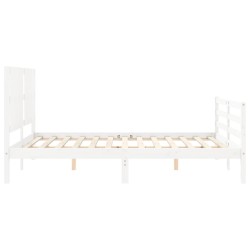 Cadre de lit sans matelas blanc bois de pin massif 