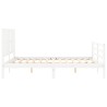 Cadre de lit sans matelas blanc bois de pin massif 