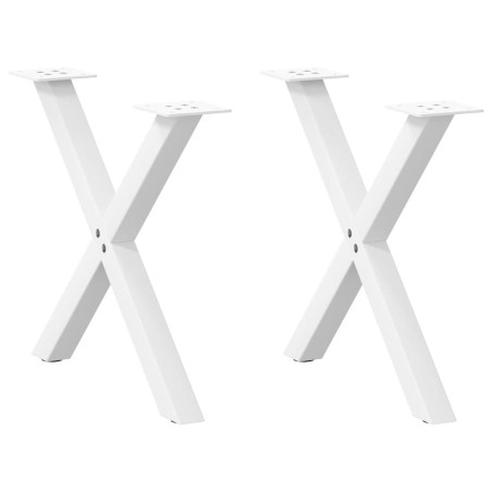 Pieds de table basse en forme de X, 2 pièces, blanc, 60 x (42-43) cm, acier 