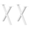 Pieds de table basse en forme de X, 2 pièces, blanc, 60 x (42-43) cm, acier 