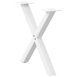 Pieds de table basse en forme de X, 2 pièces, blanc, 60 x (42-43) cm, acier 