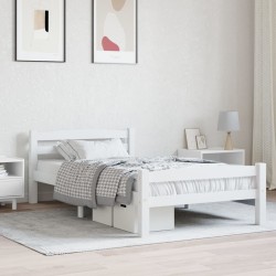 Cadre de lit sans matelas blanc bois de pin massif 100x200 cm 