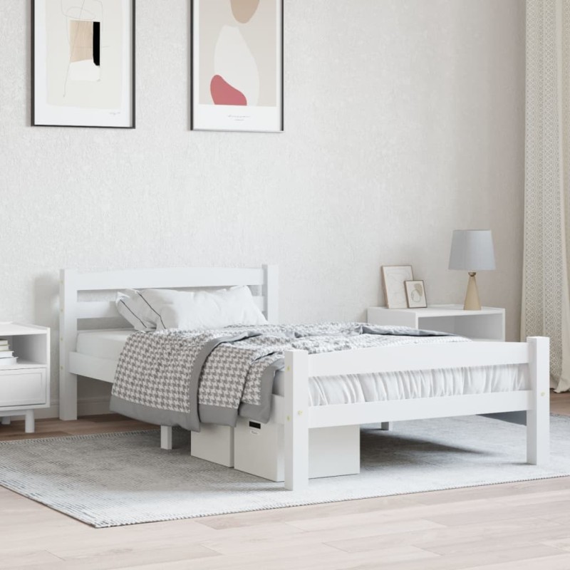Cadre de lit sans matelas blanc bois de pin massif 100x200 cm Cadre de lit sans matelas blanc bois de pin massif 100x200 cm