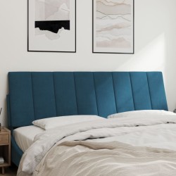 Coussin de tête de lit bleu 160 cm velours 