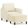 Fauteuil avec repose-pied Crème 60 cm Similicuir 
