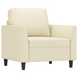 Fauteuil avec repose-pied Crème 60 cm Similicuir 