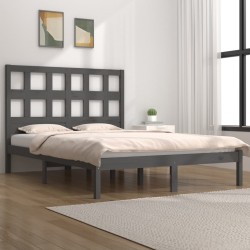 Cadre de lit sans matelas gris 150x200 cm bois de pin massif 