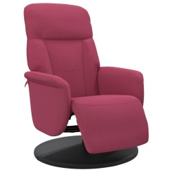 Fauteuil inclinable avec repose-pied rouge bordeaux velours 