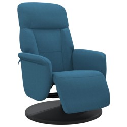 Fauteuil inclinable avec repose-pied bleu velours 