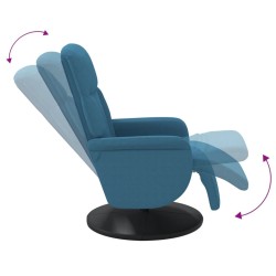 Fauteuil inclinable avec repose-pied bleu velours 