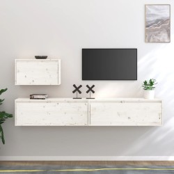 Meubles TV 3 pcs Blanc Bois massif de pin 
