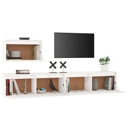 Meubles TV 3 pcs Blanc Bois massif de pin 
