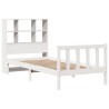 Lit bibliothèque sans matelas blanc 90x200cm bois de pin massif 