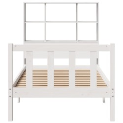 Lit bibliothèque sans matelas blanc 90x200cm bois de pin massif 