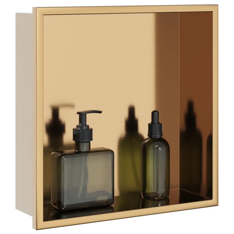 Niche de douche doré brossé 32x32x9 cm acier inoxydable 