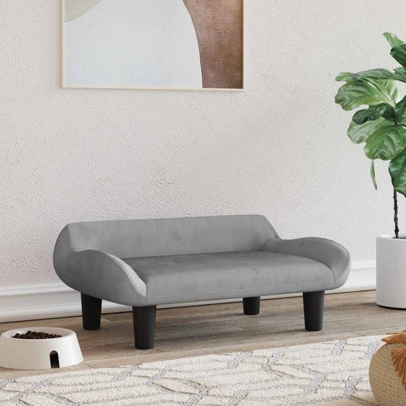 Lit pour chien gris clair 70x40x24 cm velours 