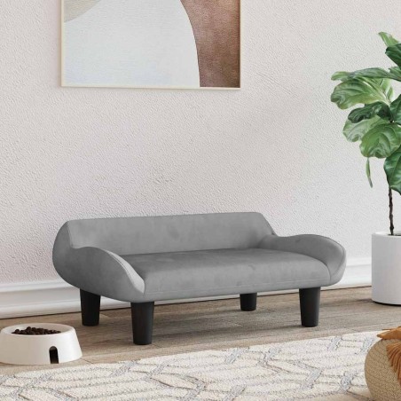 Lit pour chien gris clair 70x40x24 cm velours 