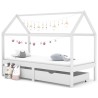 Cadre de lit d'enfant avec tiroirs Blanc Pin massif 90x200 cm 