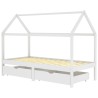 Cadre de lit d'enfant avec tiroirs Blanc Pin massif 90x200 cm 