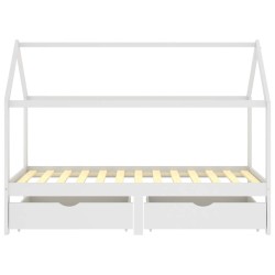 Cadre de lit d'enfant avec tiroirs Blanc Pin massif 90x200 cm 