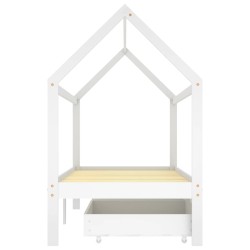 Cadre de lit d'enfant avec tiroirs Blanc Pin massif 90x200 cm 