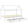Cadre de lit d'enfant avec tiroirs Blanc Pin massif 90x200 cm 