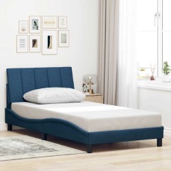 Cadre de lit sans matelas bleu 100x200 cm tissu 
