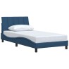 Cadre de lit sans matelas bleu 100x200 cm tissu 
