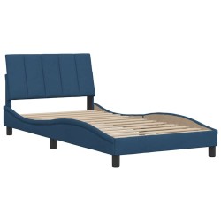 Cadre de lit sans matelas bleu 100x200 cm tissu 