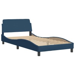 Cadre de lit sans matelas bleu 100x200 cm tissu 