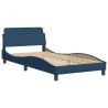 Cadre de lit sans matelas bleu 100x200 cm tissu 