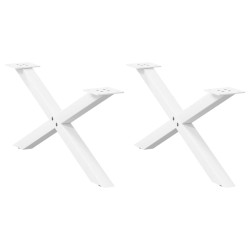 Pieds de table basse en forme de X, 2 pièces, blanc, 70 x (30-31) cm, acier 
