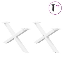 Pieds de table basse en forme de X, 2 pièces, blanc, 70 x (30-31) cm, acier 