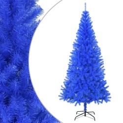 Sapin de Noël artificiel avec support bleu 210 cm PVC 