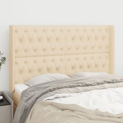 Tête de lit avec oreilles Crème 163x16x118/128 cm Tissu 