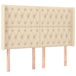 Tête de lit avec oreilles Crème 163x16x118/128 cm Tissu 