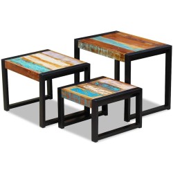 Tables gigognes 3 pcs Bois de récupération massif 