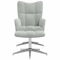 Chaise de relaxation avec tabouret Gris clair Velours 