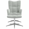 Chaise de relaxation avec tabouret Gris clair Velours 