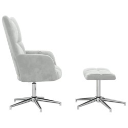 Chaise de relaxation avec tabouret Gris clair Velours 