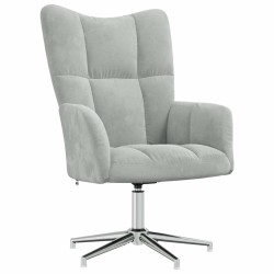 Chaise de relaxation avec tabouret Gris clair Velours 