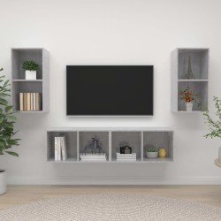 Meubles TV muraux 4 pcs Gris béton Bois d'ingénierie 