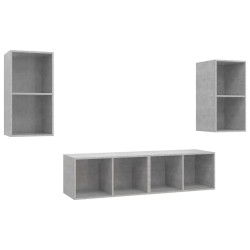 Meubles TV muraux 4 pcs Gris béton Bois d'ingénierie 