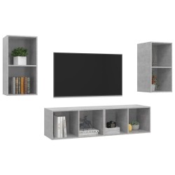 Meubles TV muraux 4 pcs Gris béton Bois d'ingénierie 