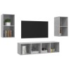Meubles TV muraux 4 pcs Gris béton Bois d'ingénierie 