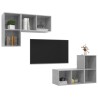 Meubles TV muraux 4 pcs Gris béton Bois d'ingénierie 